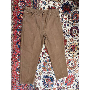 Lands’ End Men’s 100% Cotton Pants 40 Brown Twill Jeans Made in USA Workwear